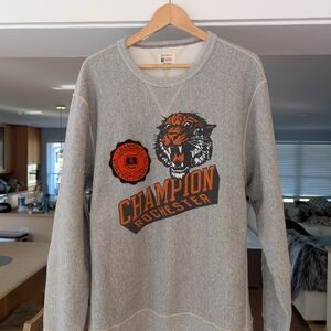 Todd Snyder Heather Gray Crewneck with Orange Tiger Graphic